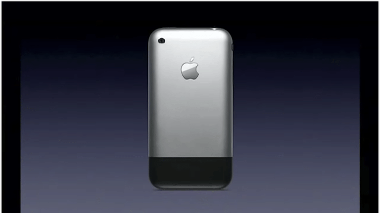 Rear view of the first iPhone that was equipped with a 2 MP camera - on - on