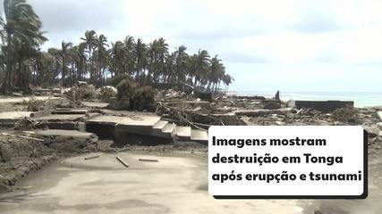 Imagens mostram destruição em Tonga após erupção e tsunami