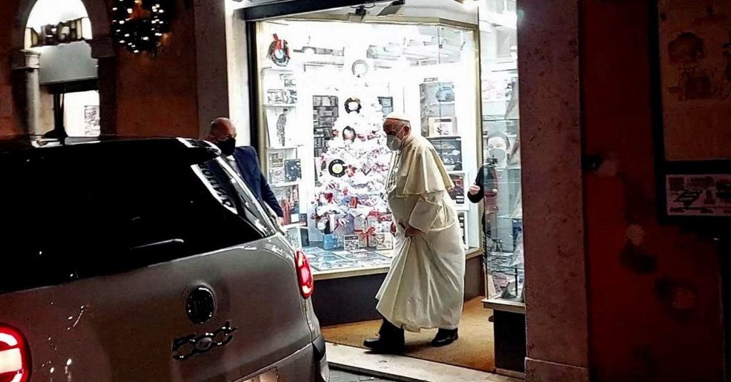 Classical music lover Pope Francis visits a record store in Rome