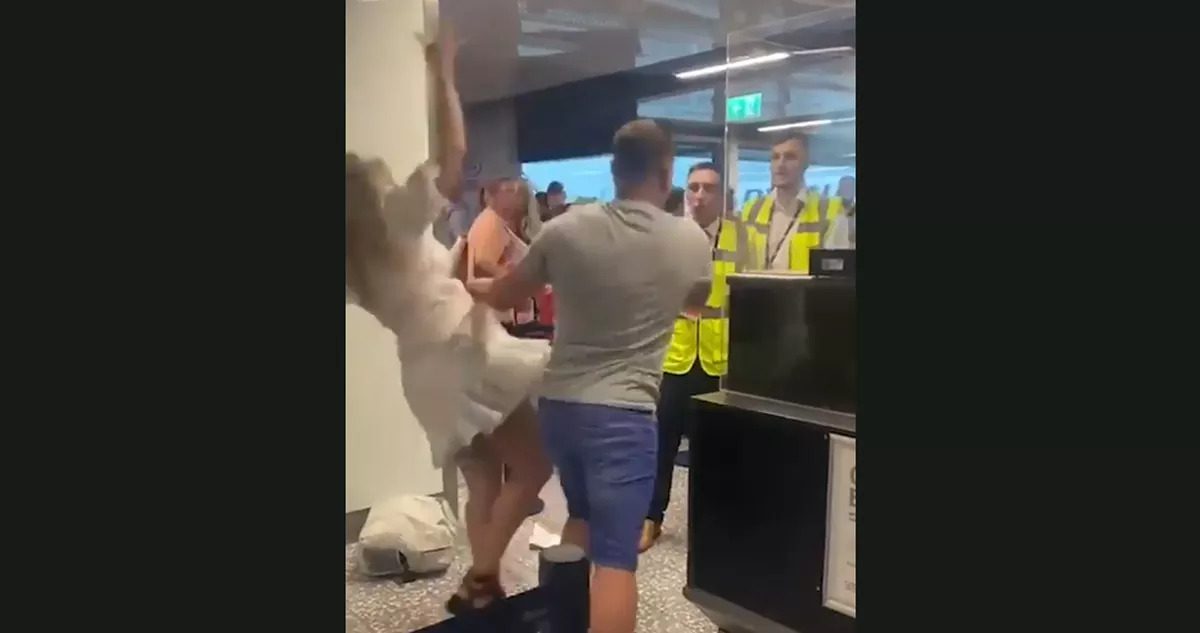 The man gets out of control and attacks the staff at the airport
